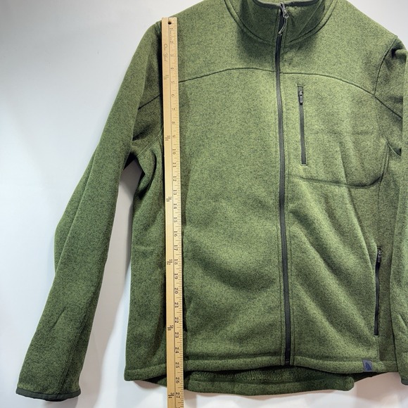 LL Bean Fleece Jacket Mens L Tall Green Fleece Zip Up Pocket Outerwear Outdoor - Picture 2 of 10